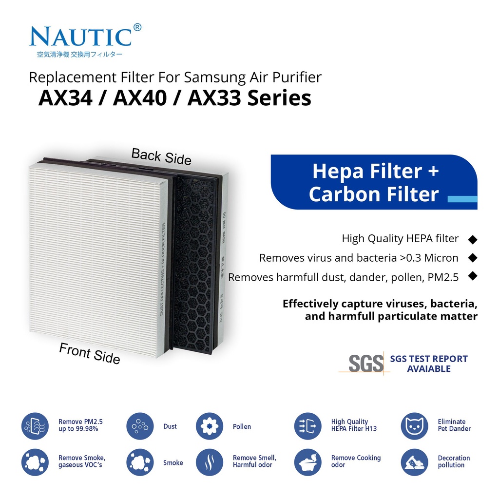 Hepa Filter CFX-G100/GB untuk Air Purifier Samsung AX40 / AX34 /AX40R3030WM / AX34R3020WW