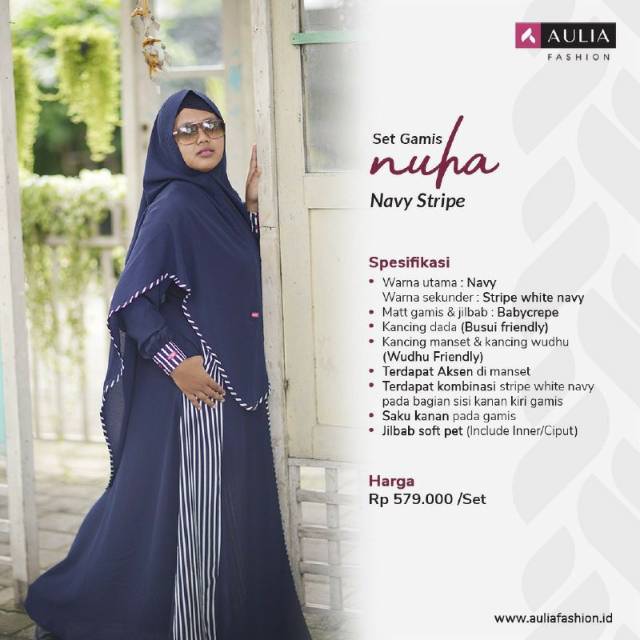 GAMIS AULIA NUHA NAVY STRIPE
