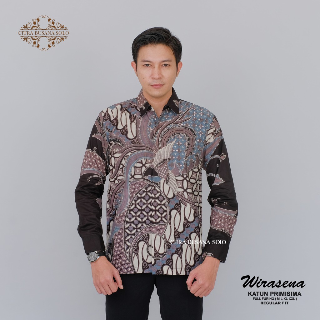 WIRASENA Kemeja Batik Pria Full Furing Bahan Katun Halus Primisima