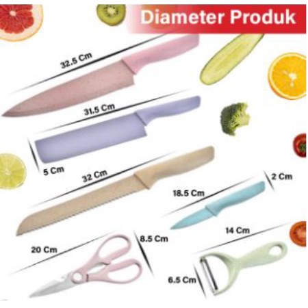 Pisau Set Dapur Tebal isi 6 Pcs Pisat Set Dapur