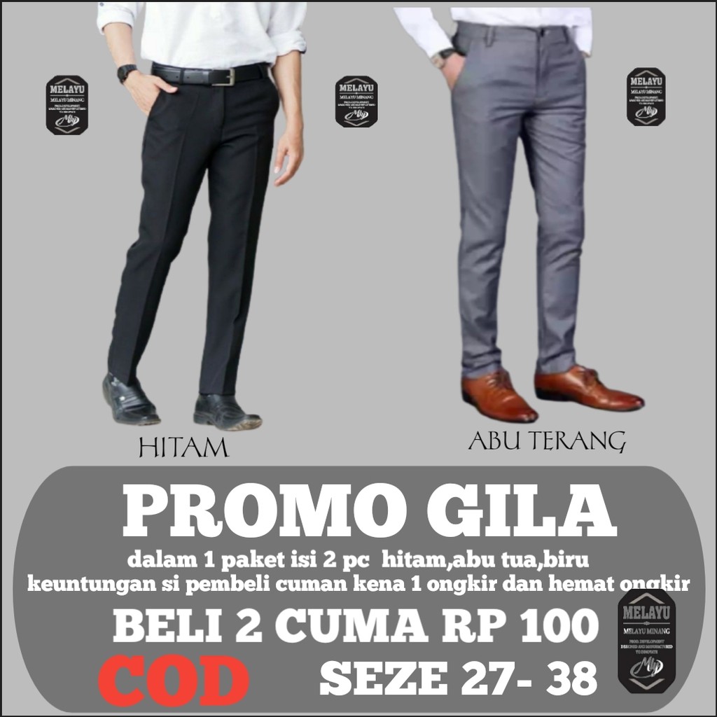 PROMO ISI 4 PC CELANA BAHAN | KERJA | FORMAL KANTOR | PANJANG | HITAM | DASAR PRIA SLIMFIT COD_