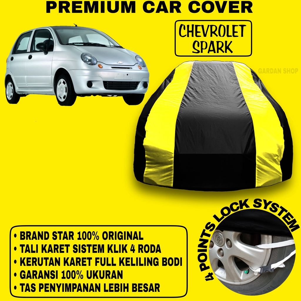 Body Cover CHEVROLET SPARK Sarung Strip KUNING Penutup Pelindung Bodi Mobil Chevrolet Spark PREMIUM