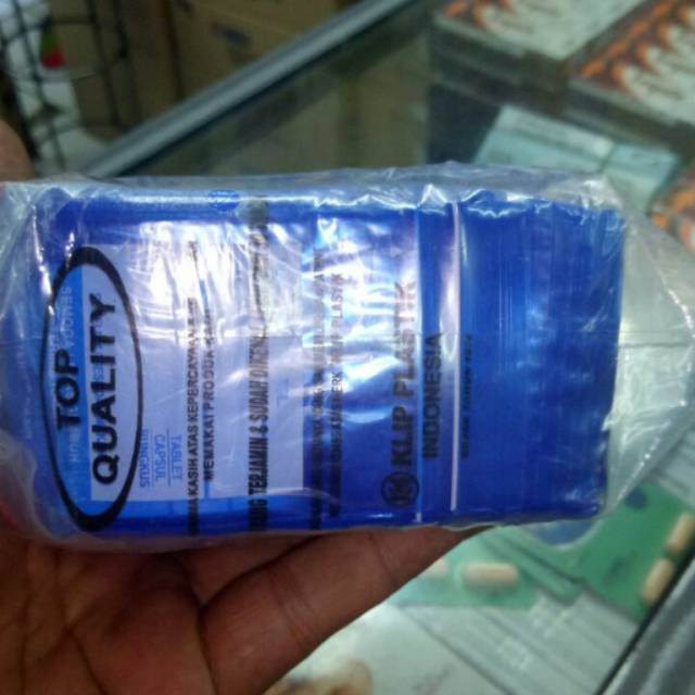 Plastik klip obat biru 8x5 isi 100pcs