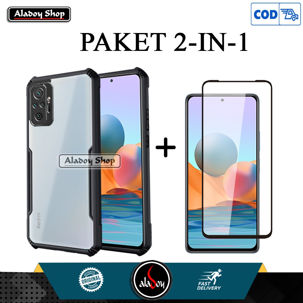 REDMI NOTE 10 PRO Case XIAOMI REDMI NOTE 10 PRO 2021 Transparent Casing + Tempered Glass Layar Full