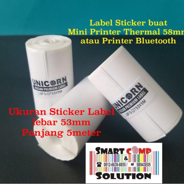 Printer Label Portable Bluetooth 58mm unicorn MP-58LP / 58LP Label Alamat