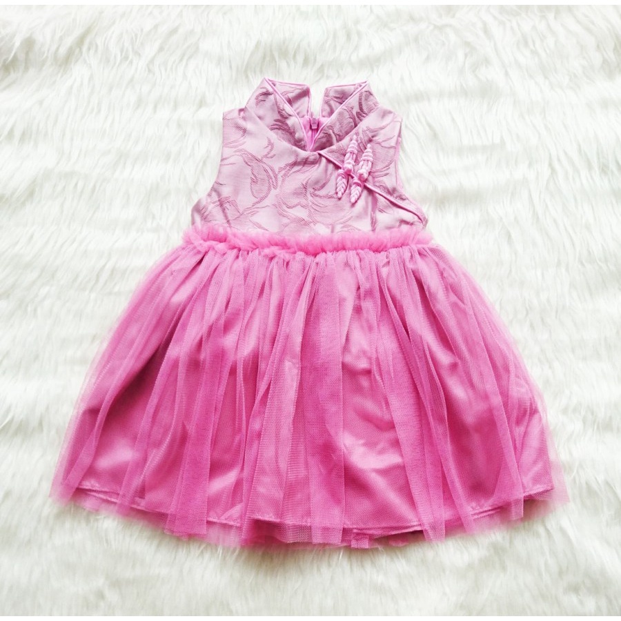 baju imlek dress anak bayi perempuan 1 2 3 tahun dres cheongsam pink