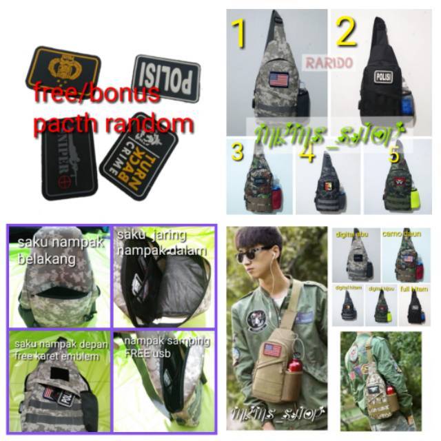 TAS SELEMPANG USB ARMY TACTICAL BOTOL