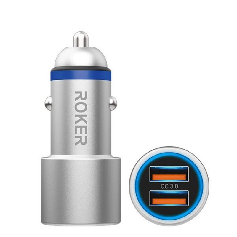 Roker Hyper Car Charger 36W/6A Dual USB Ports QC 3.0