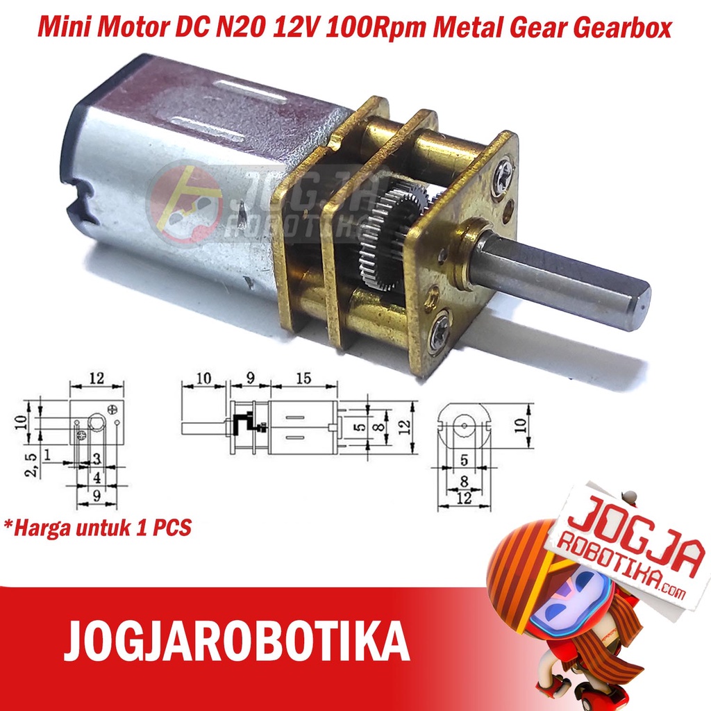 Mini Motor DC N20 12V 100Rpm Metal Gear Gearbox 100 rpm