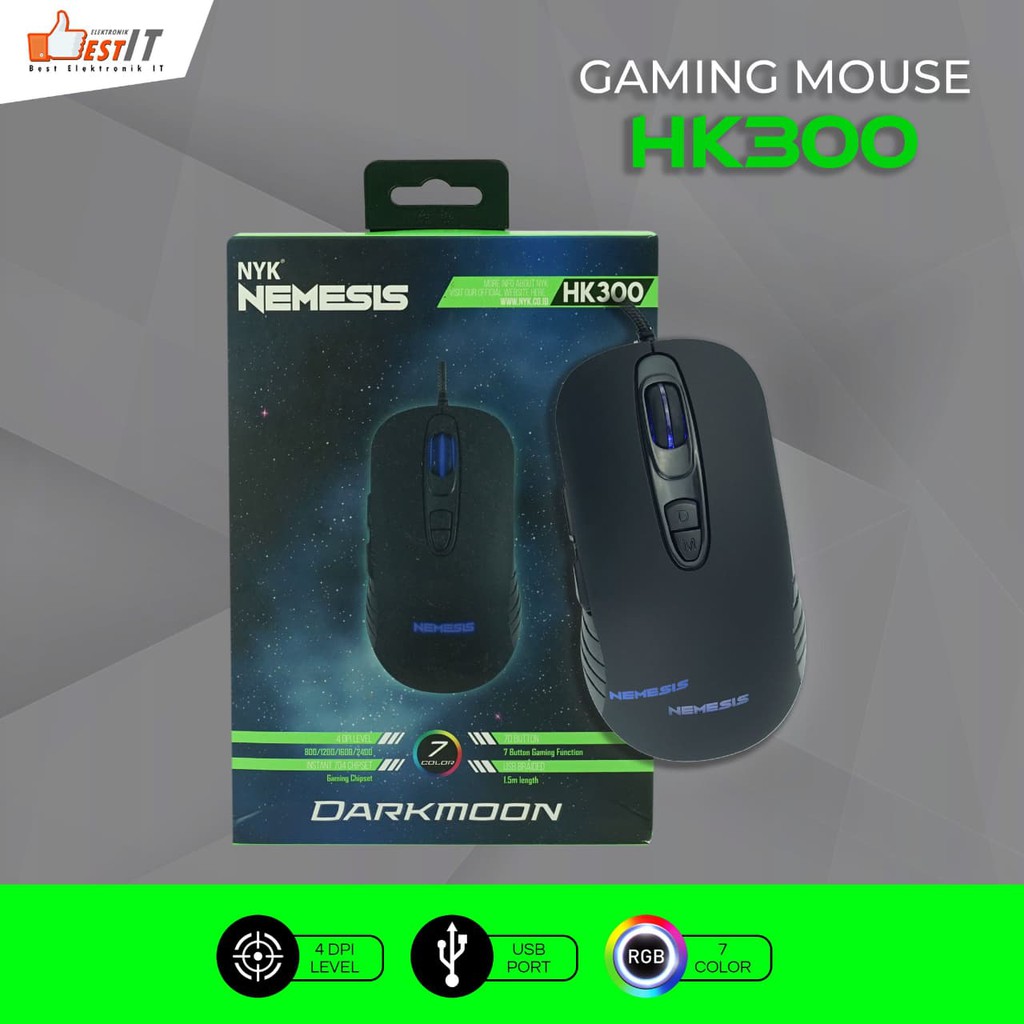 Mouse PC Komputer Laptop Gaming NYK HK-300 Darkmoon Mouse Gaming RGB