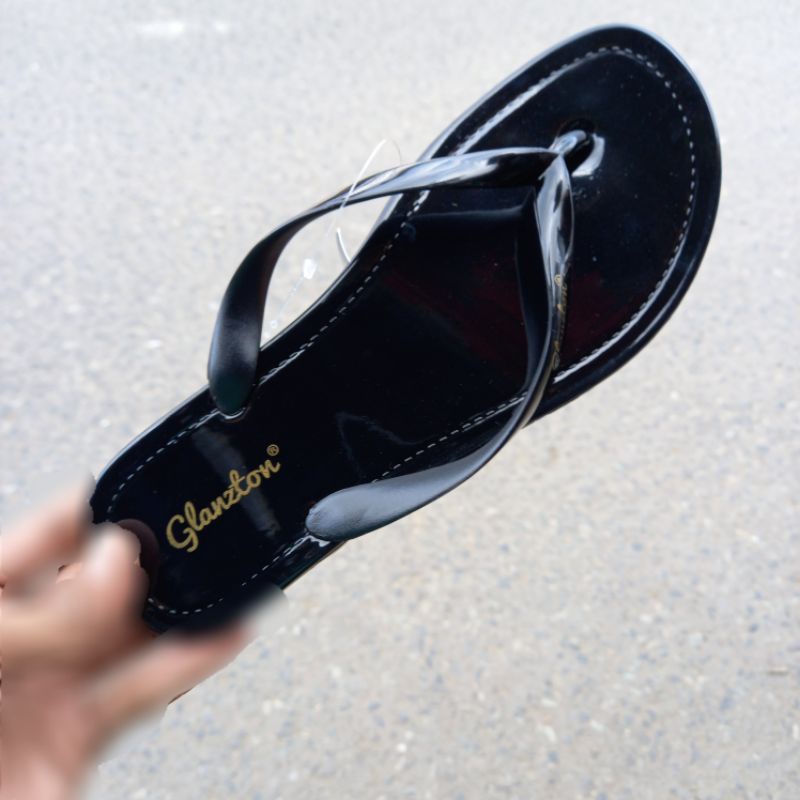 sandal wanita glanzton karet doff kilap sandal jelly teplek