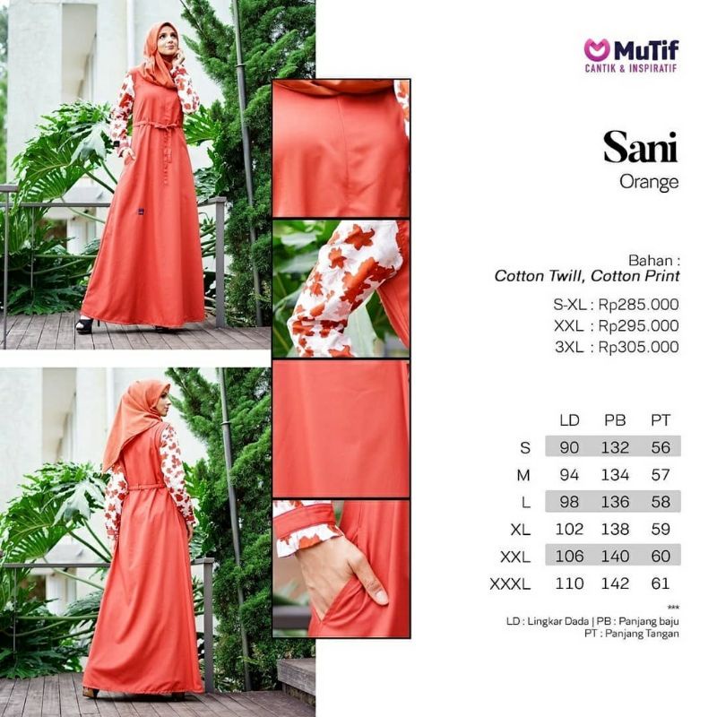 MUTIF Gamis Sani Orange Sani Dusty Pink Mutif