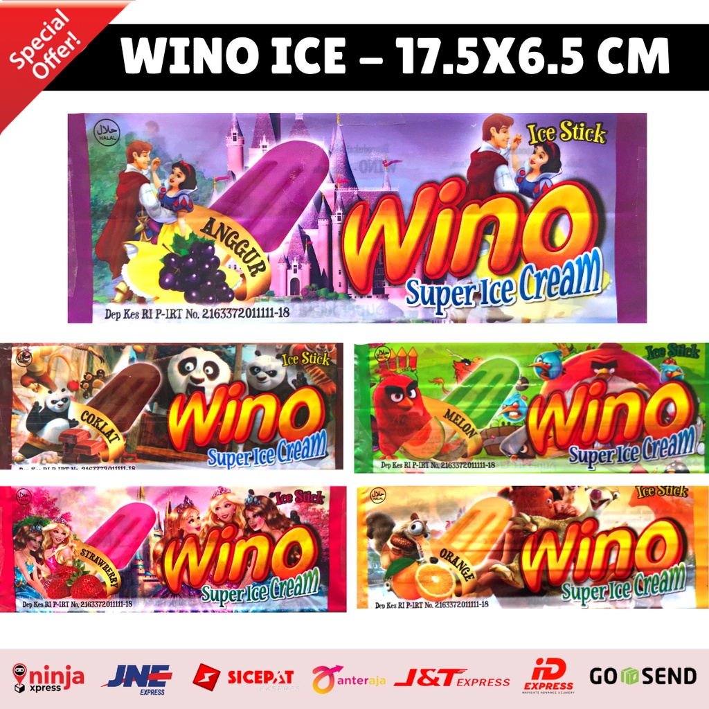 

WINO Kemasan Eskrim Stik Murah Plastik Es Crem Unik Karakter Bungkus Pelastik Ice Loli isi 100pcs