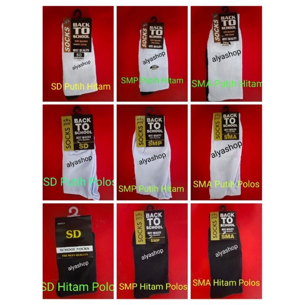 Kaos Kaki SD, SMP, SMA Putih-Hitam, Putih-Polos, Hitam-Polos &amp; Kaos Kaki Paskibra