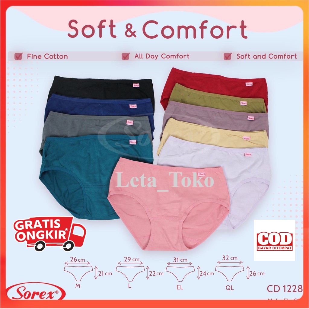 CD Sorex 1 Lusin Cutting Midi Celana Dalam Wanita Lusinan Katun Sexy Cewek Dewasa Adem Lembut 1228 M