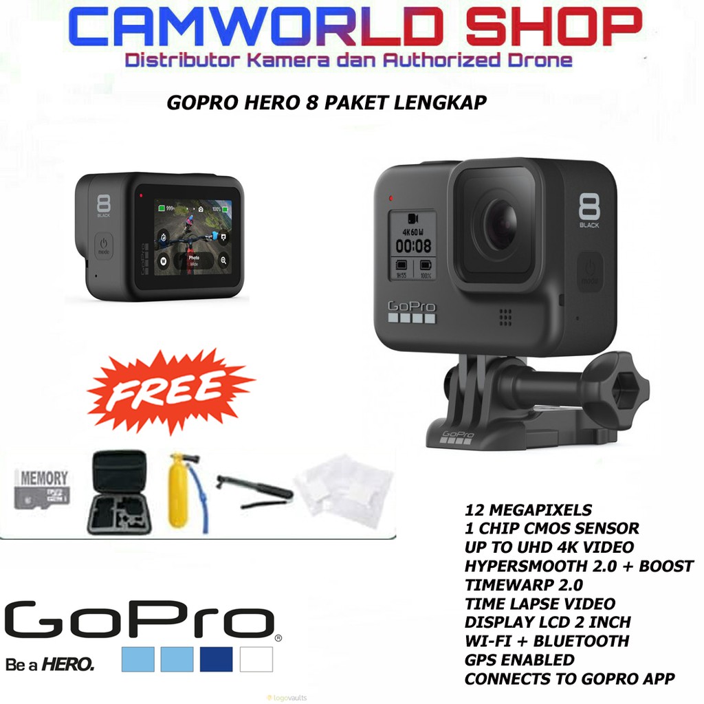 Gopro Hero 8 Black Edition 4k Paket Lengkap Shopee Indonesia