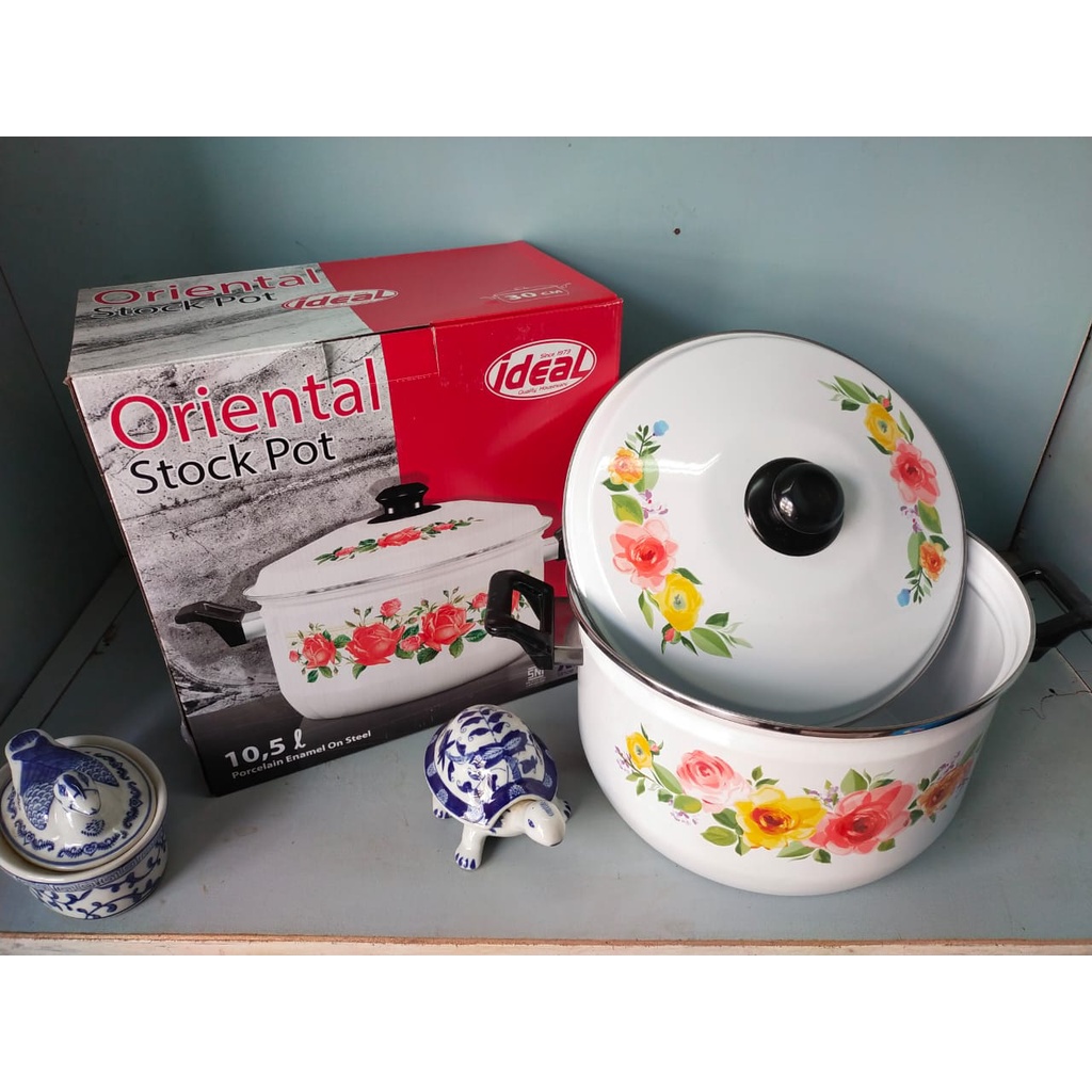 Panci Enamel - Oriental Stock Pot 30cm / IDEAL / Enamel