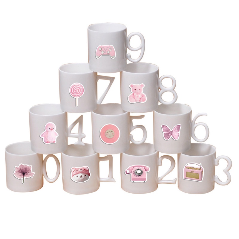 50 Pcs / set Stiker Motif Beruang Pink / Hati / Grafitti Tahan Air Untuk Dekorasi Koper / Notebook Diy