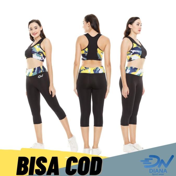 setelan sport bra dan celana legging wanita jumbo motif army
