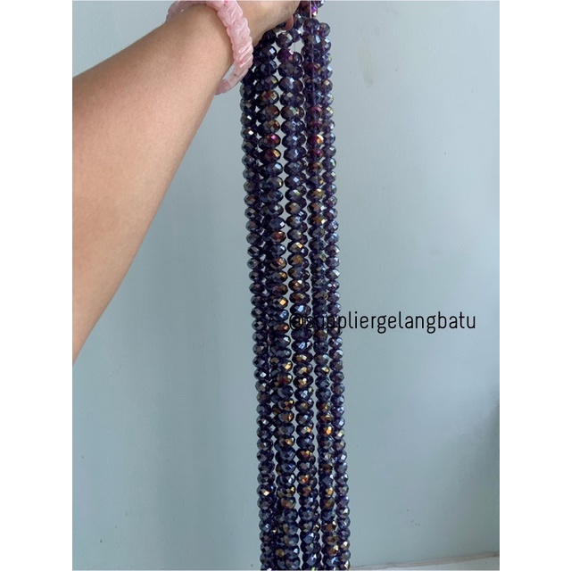 Crystal Ceko 14mm AMETHYST quartz UNGU kecubung KUARSA kuarsa kristal bahan kalung gelang anting strap mask kerajinan tangan craft citayam fashion week etink vintage elegan bali manik crystal