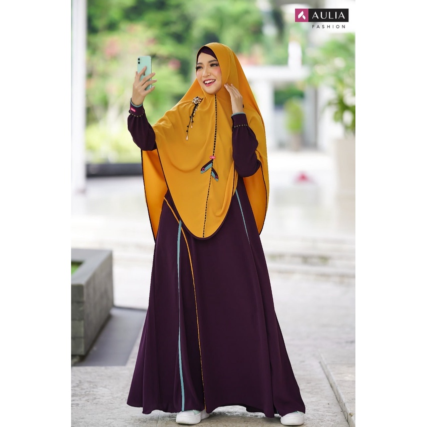 Diskon Set Gamis Aulia Fashion Larissa Dark Purple Terbaru