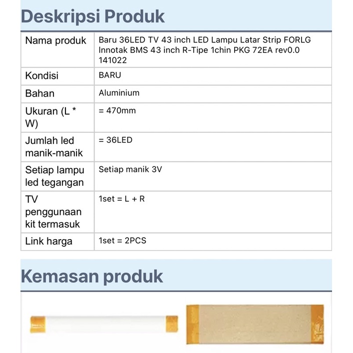 BACKLIGHT TV LED LG 43 INC 43LF540 43LH540 43LX310 C 43LF590  43LF 540T 43LH 540T 43LX 310C LAMPU BL 43LF540T 43LH540T 43LX310C 43LH590T