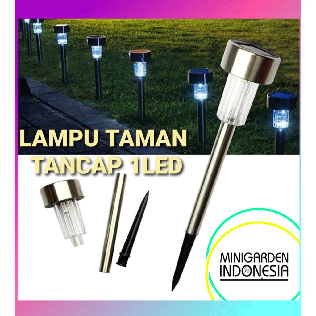 LAMPU TAMAN TANCAP 1LED Solar Cell Garden Lamp Light Tenaga Surya emergency matahari stainless