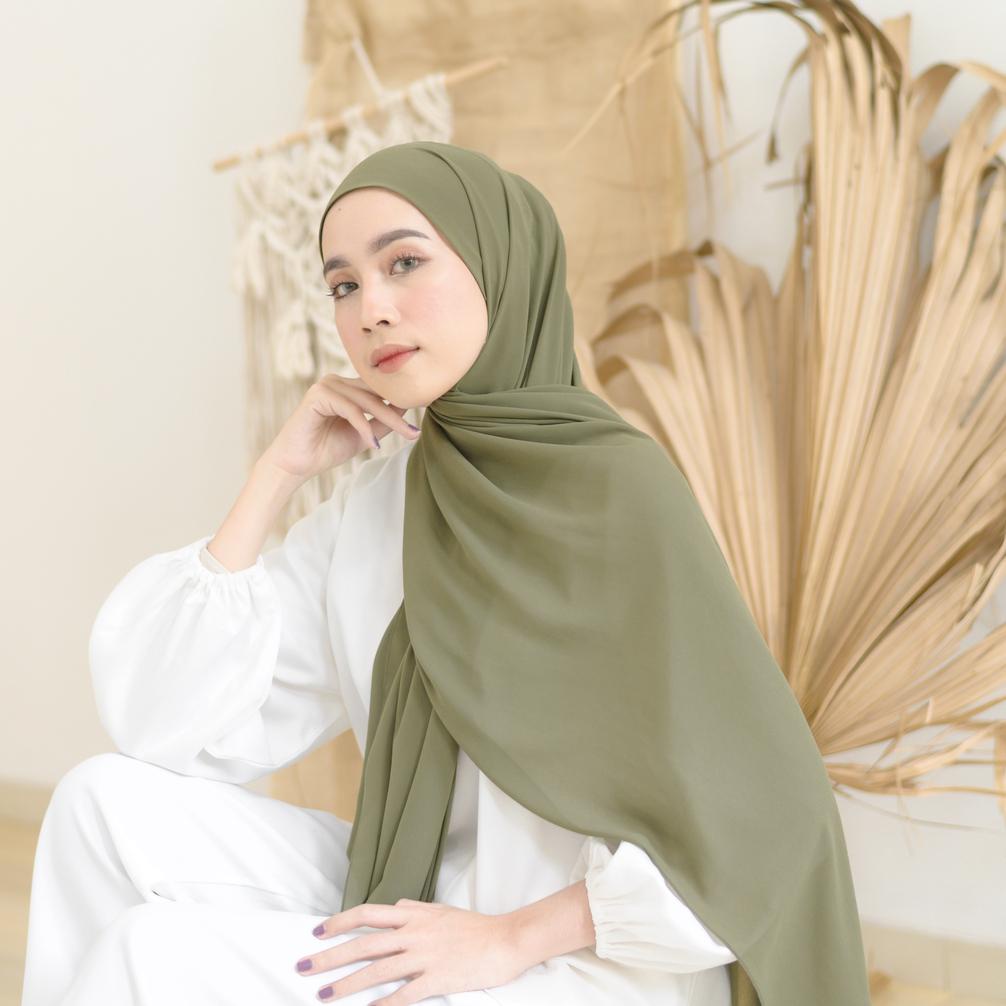 Lozy Hijab - [Defect] Bawal Shawl ( Hijab Pashmina )-Dove Army