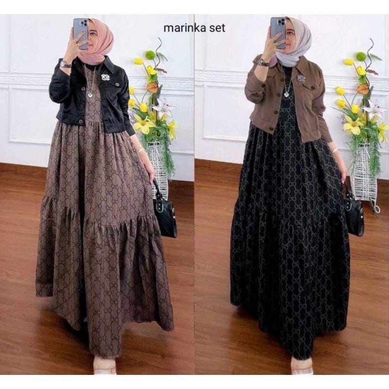 Ns_Fashion88 Set Dress Jaket 2in1 Motif Gucci  By Extu