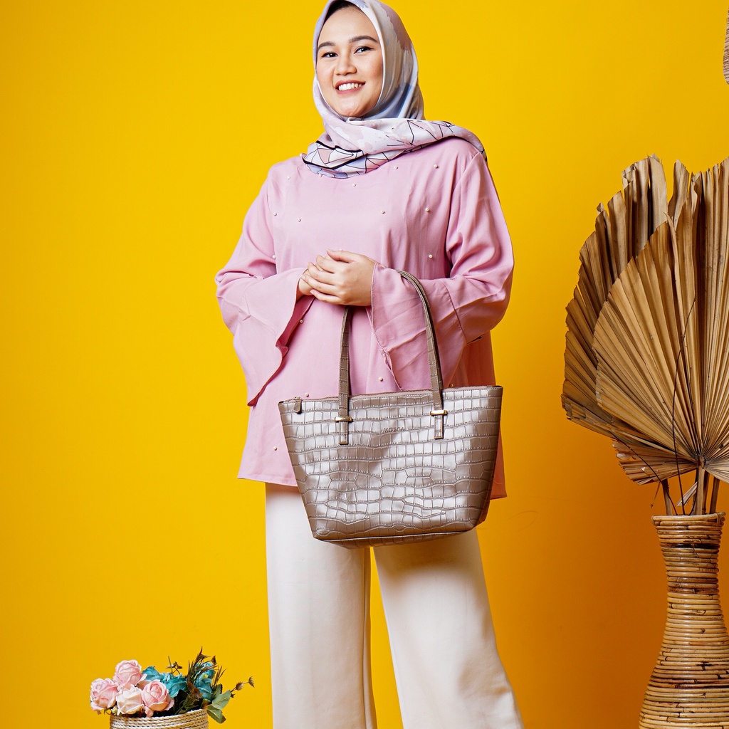 Totebag Wanita Resleting Croco Tas Wanita (Eloise by Mosca)