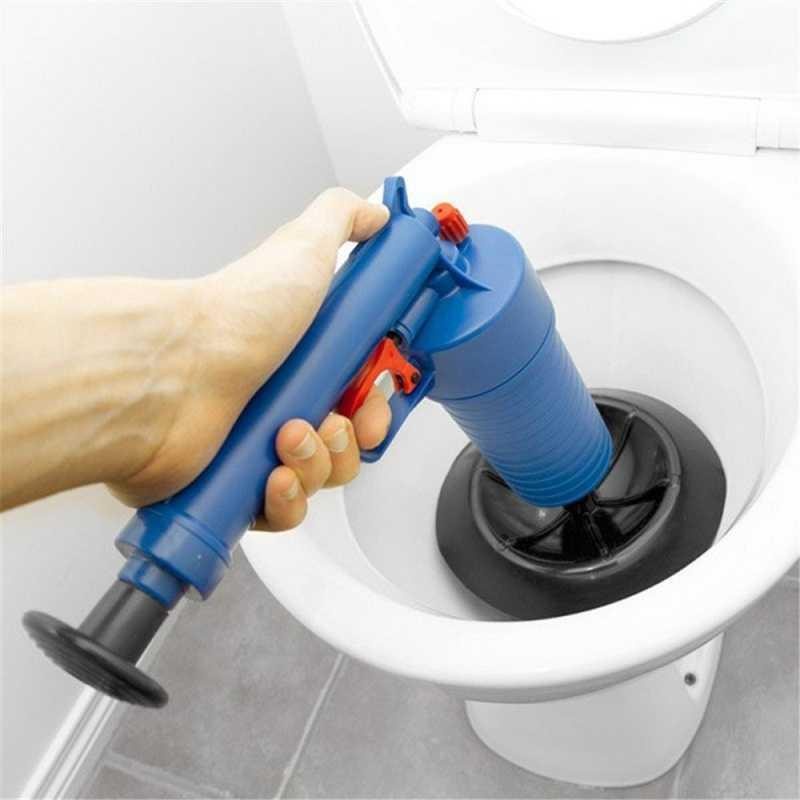 Auger Pompa Sedot Saluran WC Westafel Ledeng High Pressure Air Drain Plunger - JJ63010 - Blue