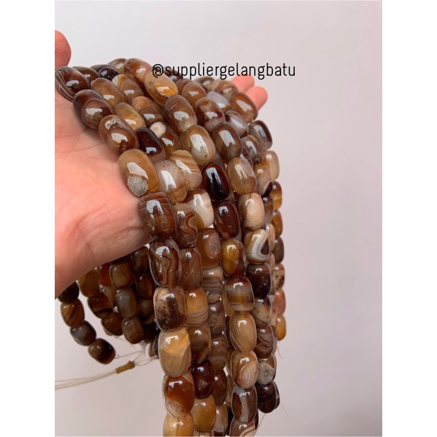 batu alam Penden tabung brown carnelian 2 x 1,5 cm coklat bahan craft