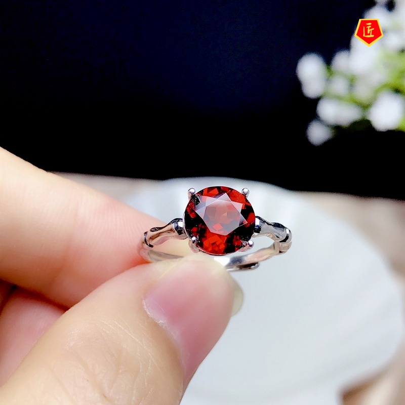 [Ready Stock]Simple Creative Silver Ruby Open Ring