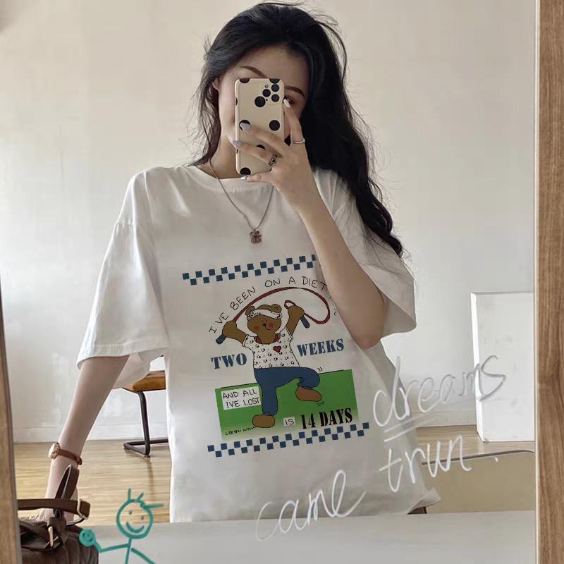 Overtee Diet Bear // Tshirt Oversize Wanita Lengan Pendek - 100% Import