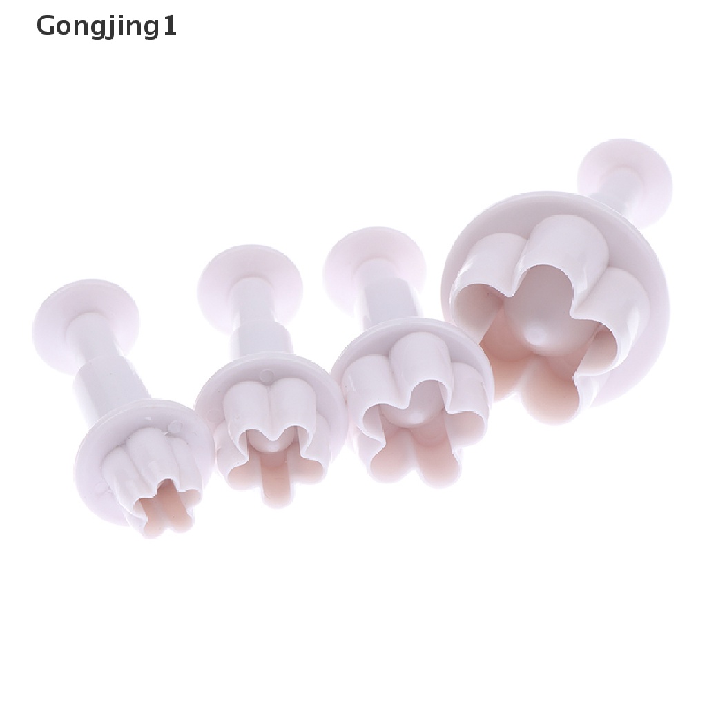 Gongjing1 4Pcs Cetakan Kue / Fondant / Permen Bentuk Bunga Plum