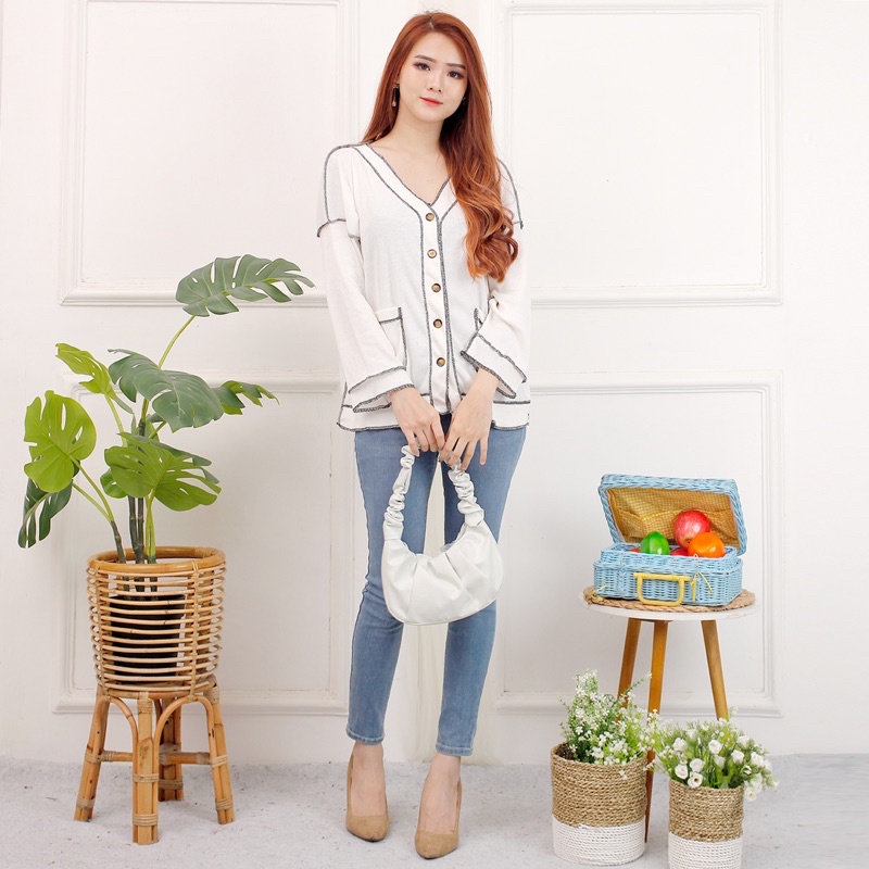 CARDIGAN TERBALIK CDG KANCING TANGAN PANJANG POLOS LIST KEREN MURAH GROSIR VIRAL MEWAH MODEL KOREA RAJUT KNIT