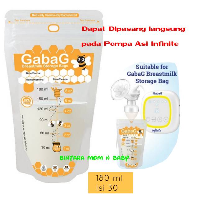 Gabag Kantung Asi 100ml Gabag 180ml  isi 30 Plastik Asi Gabag Kantong Asi BPA Free 120ml 150ml gabag