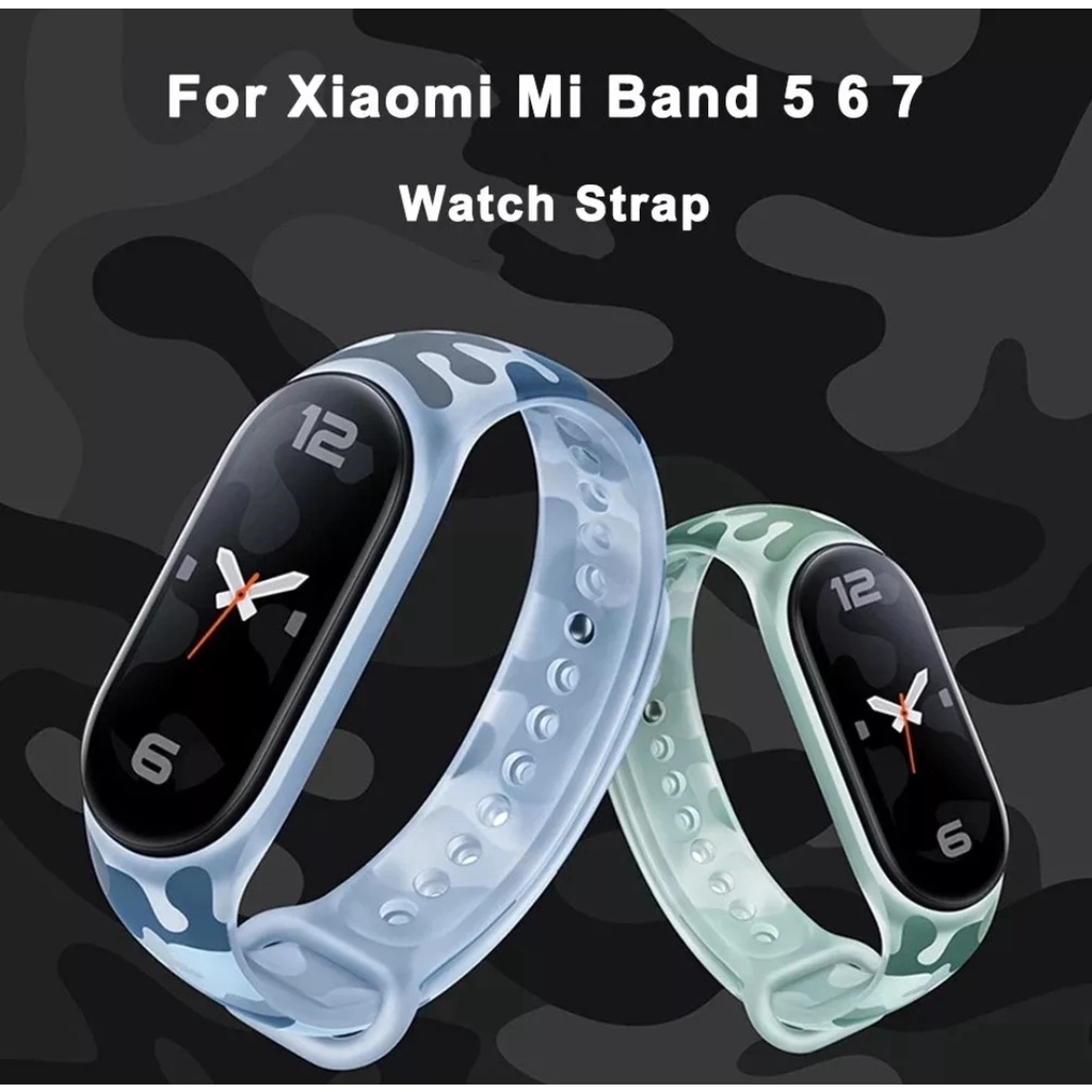 Strap Camouflag Transparan Xiaomi Mi band 5 6 7 Tali miband 5 6 7