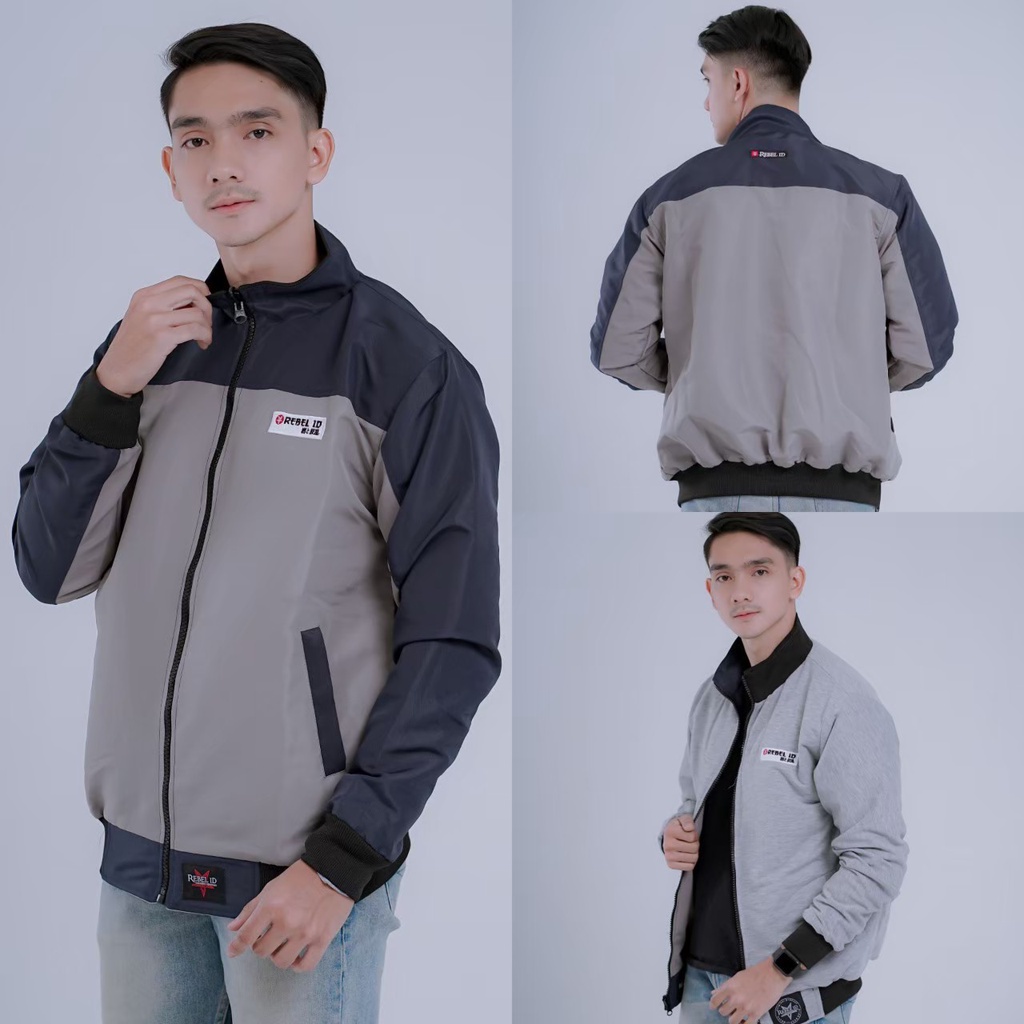 JD - JAKET BOMBER PRIA REBEL ID / JAKET BOMBER PRIA ANTI AIR WATERPROOF PREMIUM TERBARU BISA BOLAK BALIK 2 IN 1