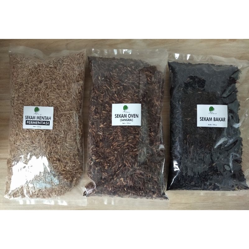 MEDIA TANAM SEKAM MENTAH FERMENTASI, SEKAM OVEN/SANGRAI, SEKAM BAKAR TANAMAN HIAS 250 GR