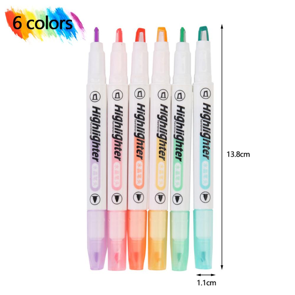 Timekey Spidol Highlighter Dua Sisi Warna Pastel Fluorescent Untuk Sekolah / Kantor O8Y1