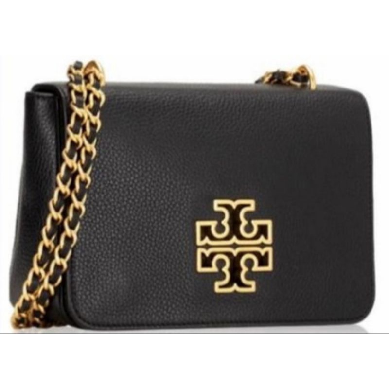 ToryBurchBrittenLeatherAdjustableshoulderbagblack(Preloved)