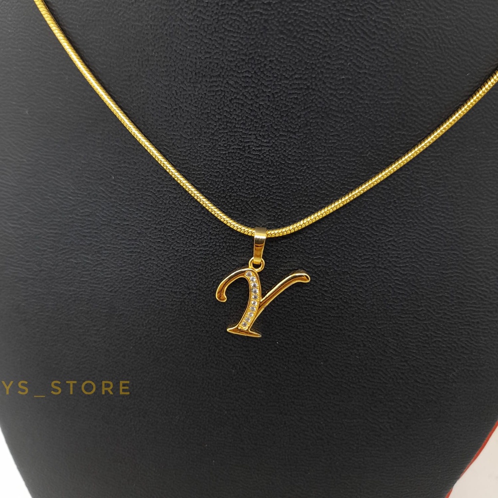 Kalung Titanium Plus Liontin Huruf Y Anti Karat Dan Luntur Selamanya