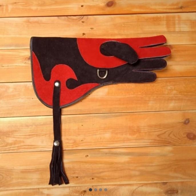 glove burung hantu elang kulit tebal - Merah Hitam Lc