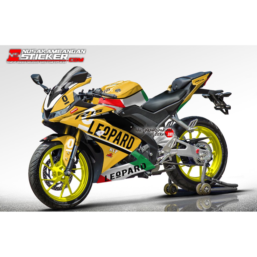 Decal Stiker Motor Yamaha R15 V3 Full Body Leopard Kuning Racing Team Sticker Custom Variasi Motif K