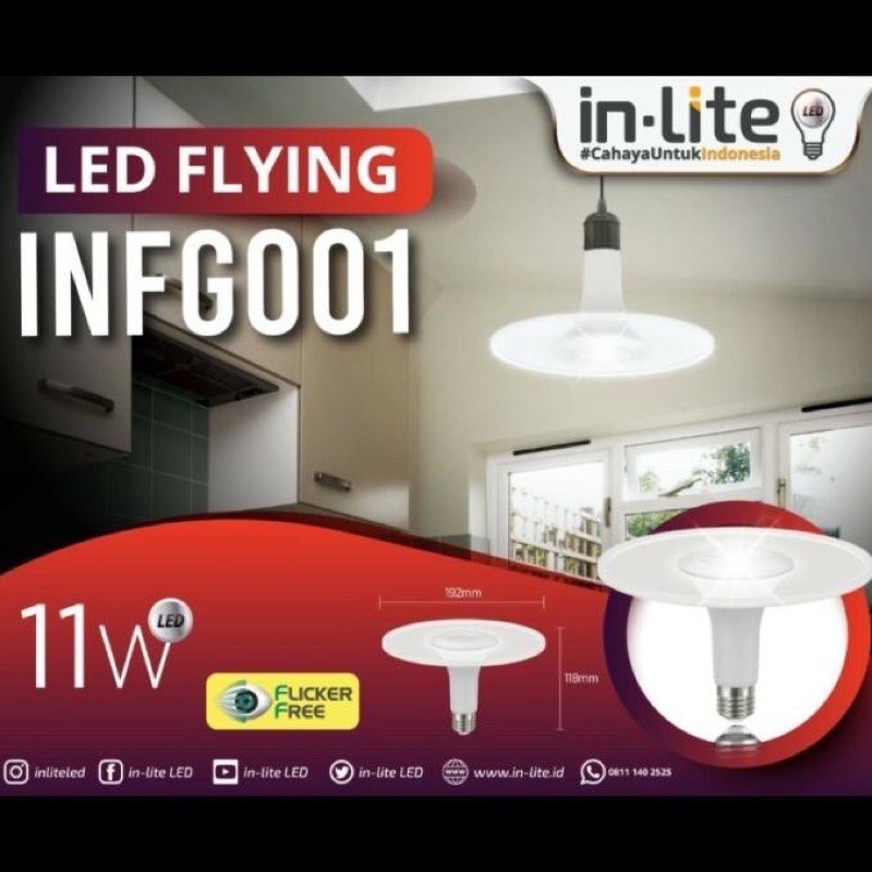 InLite Lampu LED Flying 11 Watt - Putih (BERGARANSI 1 TAHUN)