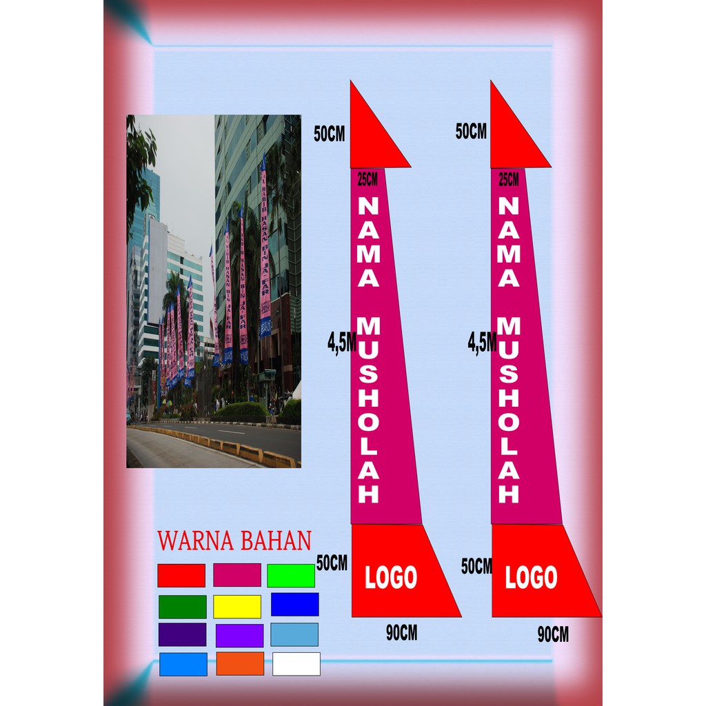 

umbul umbul sablon manual 5,5 meter x 50 cm miring