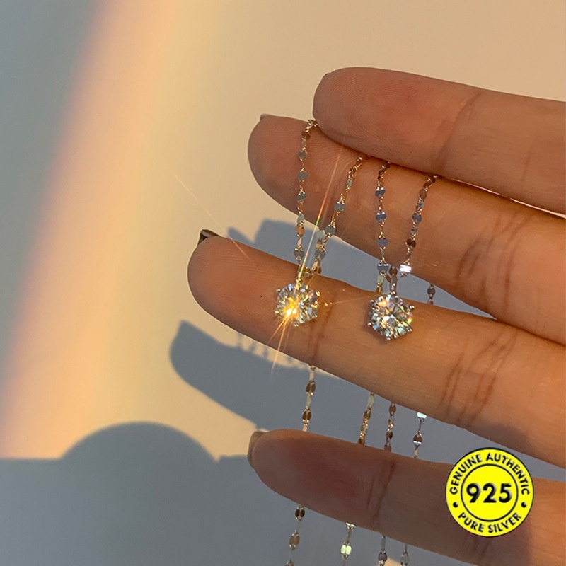 2021 Kalung Rantai Sterling Silver 925 Dengan Liontin Bunga Untuk Wanita
