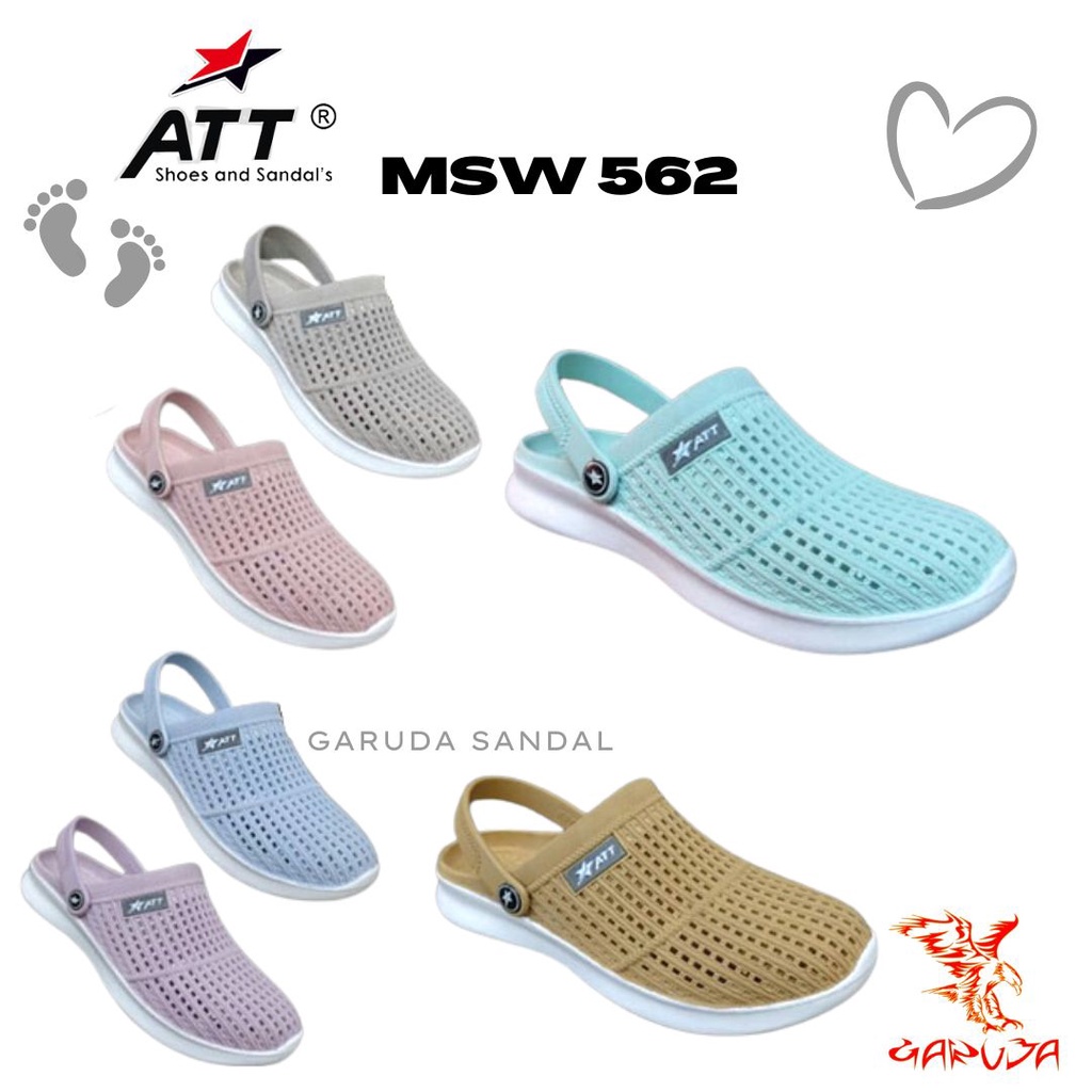 Sepatu Slip On Wanita ATT MSW 562 Karet Anti Air Motif Jaring