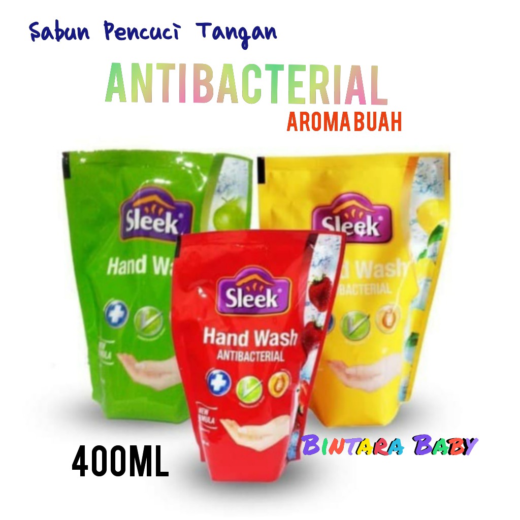 Sleek Antibacterial Hand Wash 400ml / Sabun pencuci tangan Anti bakteri Aroma buah 400 ml